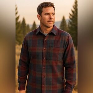 Vintage Pendleton Maroon Blue Button-Up Trail Shirt Wool Classic 80s 90s XL